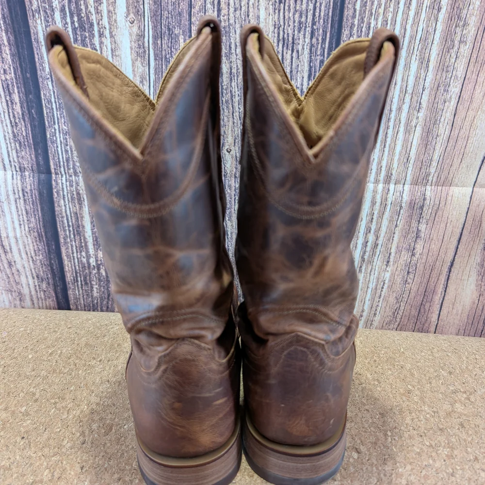 Tecovas Rustic Brown Roper Goat Leather Cowboy Boots 10 D - Picture 2 of 13